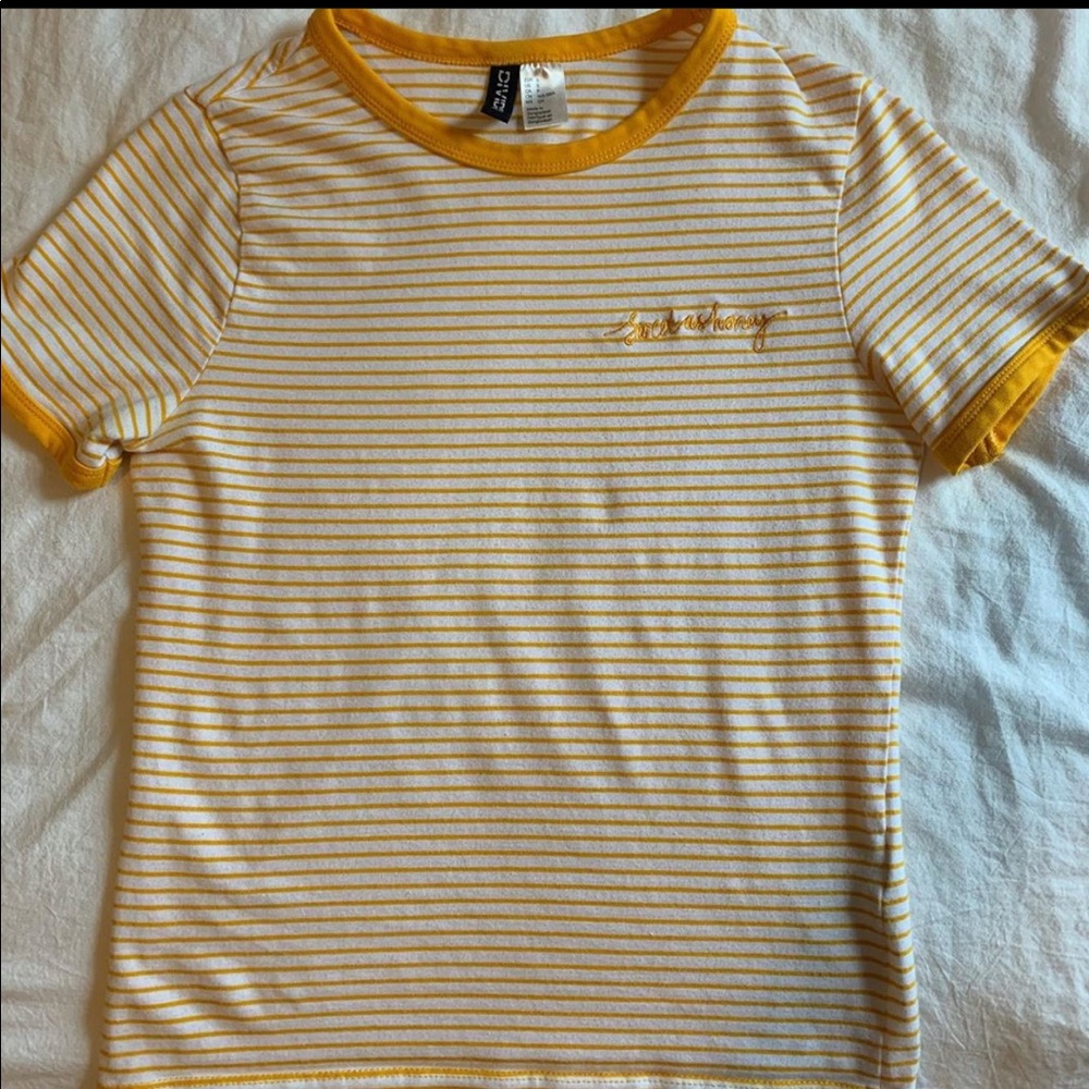 H$M yellow striped “sweet as honey” tee